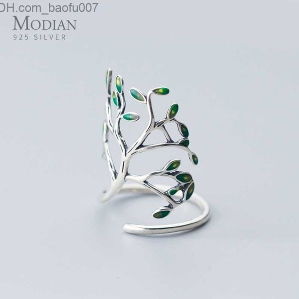 

with side stones with side stones modian hyperbole plant finger ring for women real 925 sterling silver tree branch leaves adjustable fine j
