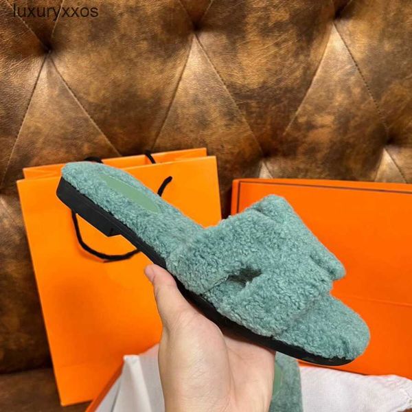 

wool bottoms lady h oran hh sandals shearling insole 2023 girl lamb flat slipper fashionable designer casual one word slippers z3gq