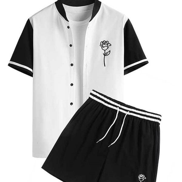 

mens tracksuits tracksuit suits for men rose embroidered short sleeves baseball shirt with shorts set streetwear two pieces z5090448 230706, Gray