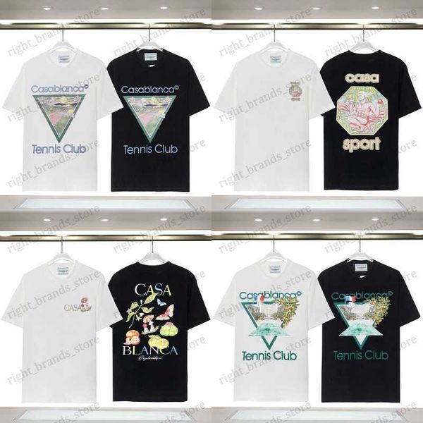 

men's t-shirts 23ss new dropshipping casablanca t-shirts print cotton short sleeve t shirt for men women t230707, White;black