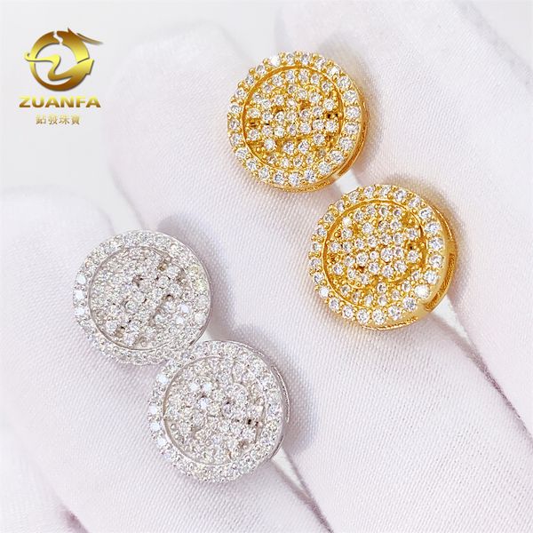 

s925 silver moissanite ear studs europe and america ins new round bitcoin earrings and america hop personalized earrings, Golden;silver