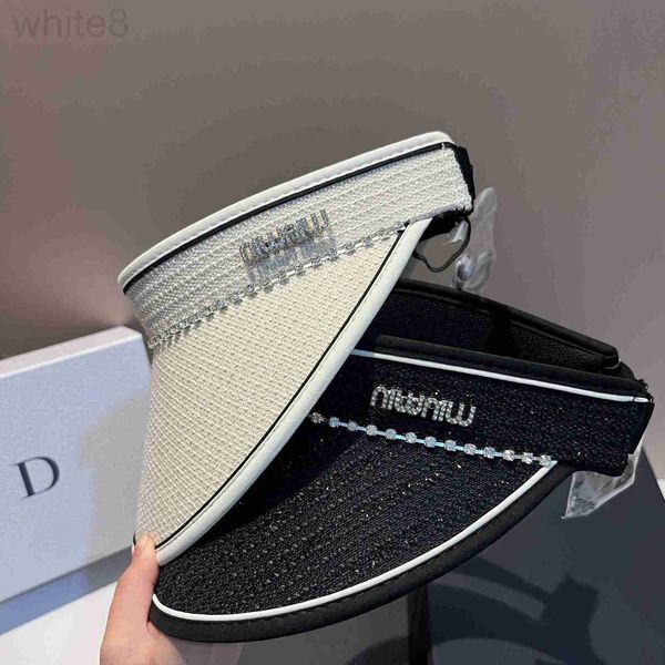 

ball caps designer summer fragrant wind with diamonds, large eaves, sunshade, empty hat, fashion, light luxury, sunscreen, shiny silk, headl, Blue;gray