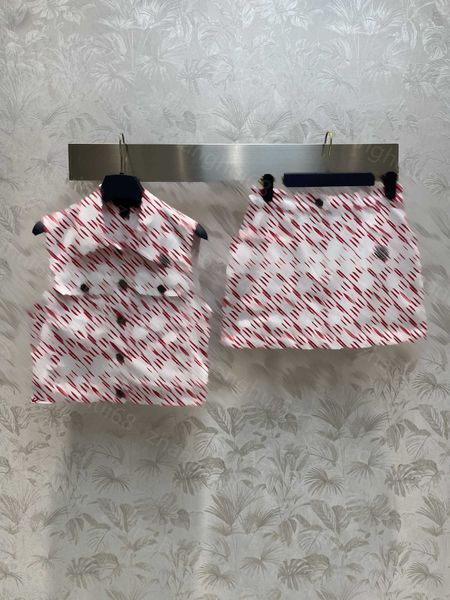 

23ss womens designer clothing skirt set presbytery full print vest large pocket logo embroidered denim skirt sets womens clothing a1, White