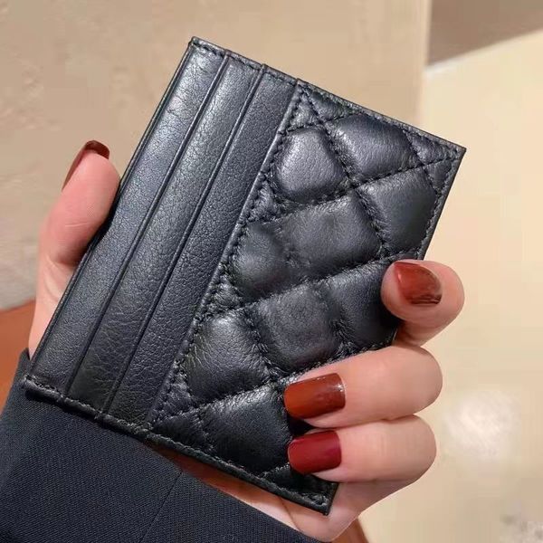 

2022 brand cc wallet card holder classic pattern caviar sheepskin material wallet, Brown;gray