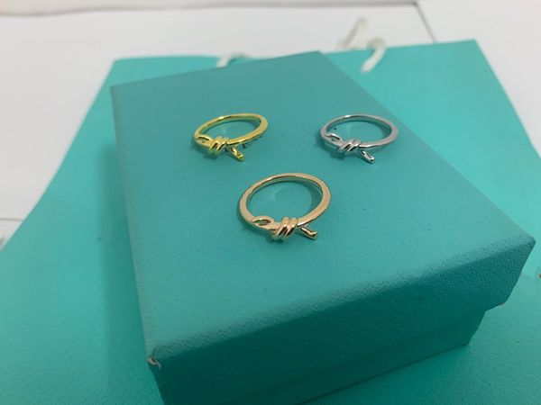 

luxurys desingers ins ring simple design knotted sterling silver ring ladies classic simple rings birthday gift female male jewelry 6-9size