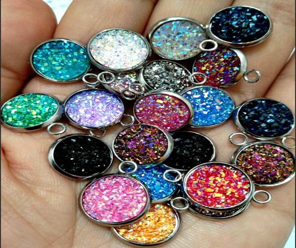 

100pcs lot resin druzy beads for jewelry making loose lampwork charms diy beads for bracelet necklace earrings whole in bulk4878159, Bronze;silver