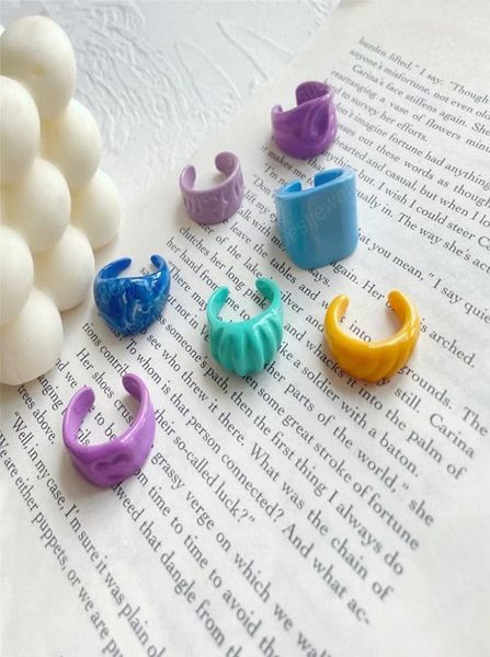 

2021 colourful transparent resin acrylic rhinestone ring woman geometric square round rings women jewelry travel gifts1215015, Silver