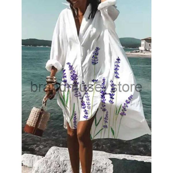 

casual dresses fashion summer shirt dress floral prin party dresses casual women beach holiday shirt coat bohemian blouse y2k clothing j2307, Black;gray