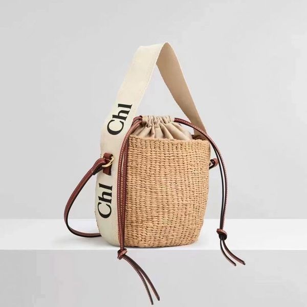 

designer fashion mifuko woody l size raffia tote bag men and women handbag woven leather bucket bags with letters summer