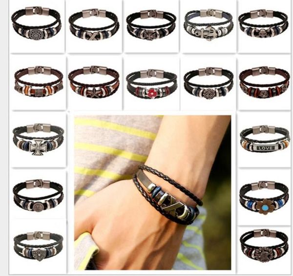 

2016 bracelets mix 16 style lots fashion jewelry whole leather infinity charm bracelet vintage accessories lover gifts6914222, Golden;silver