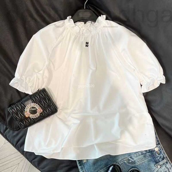 

23ss summer women 100% cotton designer tee t shirts designer with letters embroidery girls vintage crop runway designer short sleeve pullo, White