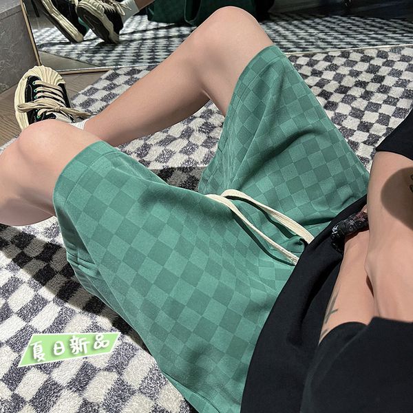 

men's shorts summer casual checkered shorts for men print ins short sweatpants hip-hop men shorts streetwear korean fashion men clothin, White;black