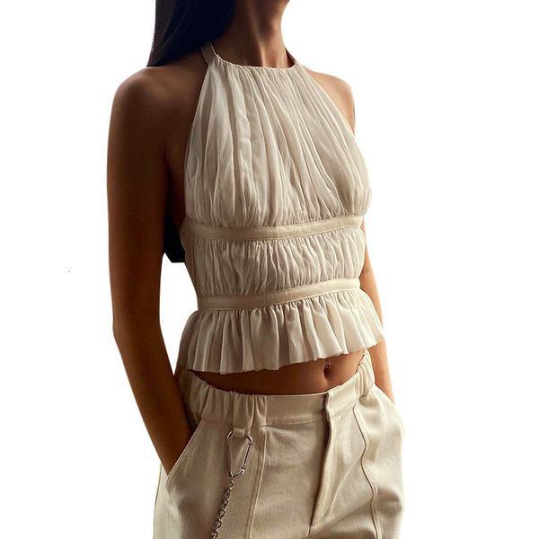 

women's tanks camis 2000s tank y2k aesthetic women fairy grunge sleeveless halter crop vest sleeveless backless tshirt white clothes st