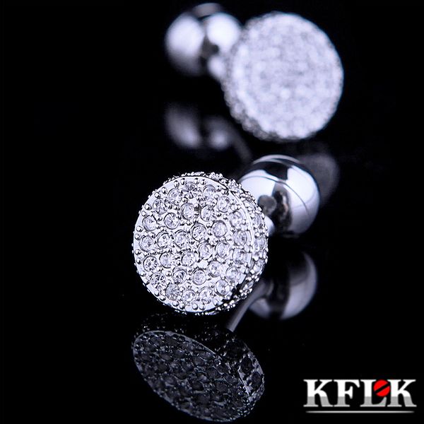

cuff links kflk jewelry shirt cufflinks for mens fashion brand crystal cuff link wholesale button wedding guests 230706, Silver