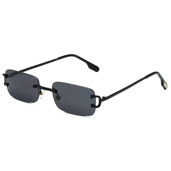 

women's classic rimless sunglasses men's glasses gold and silver metal frame buffalo horn sunglasses, White;black