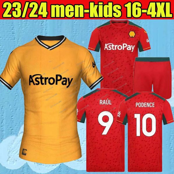 

woes new 23 24 home soccer jerseys raul semedo neto neves trincao wanderers j otto podence gibbs hee chan woerhampton 2023 2024 home away 20, Black;yellow