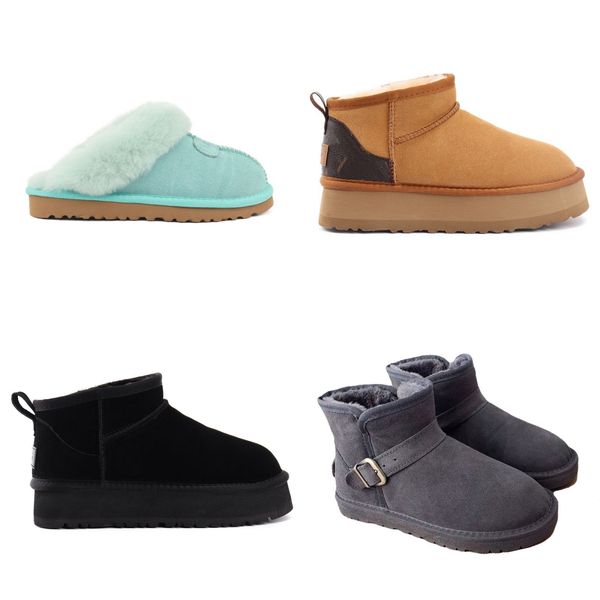 

with box winter classic mini snow boots tazz slippers tasman solid leather ankle australia chestnut slipper warmfur boot warm booties outdoo, Black