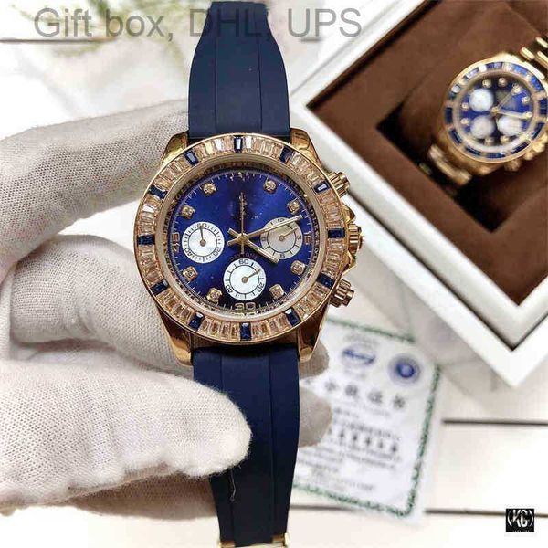 

designer watches wristwatch fashion luxury diamond inlaid three eye six needle bar nail scale men's leisure, Slivery;brown