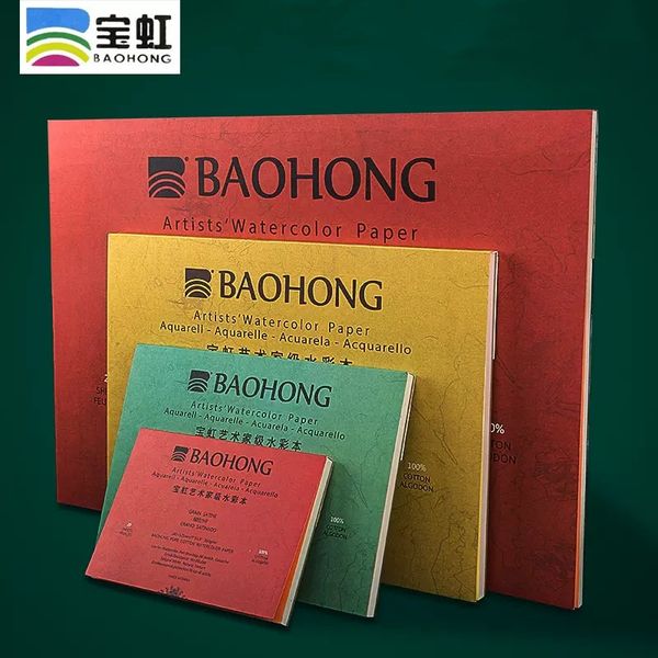 Other Office School Supplies Baohong Artist Watercolor Paper 100 Cotton 300g 32k16kA4A3 20sheets Sketchbook For Painting Art 230706