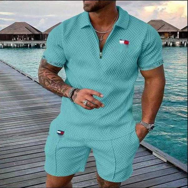 

plus size mens designer tracksuits luxury two piece set 2023 summer brand printed outfits cotton blend short sleeve polo t-shirt and shorts, Gray