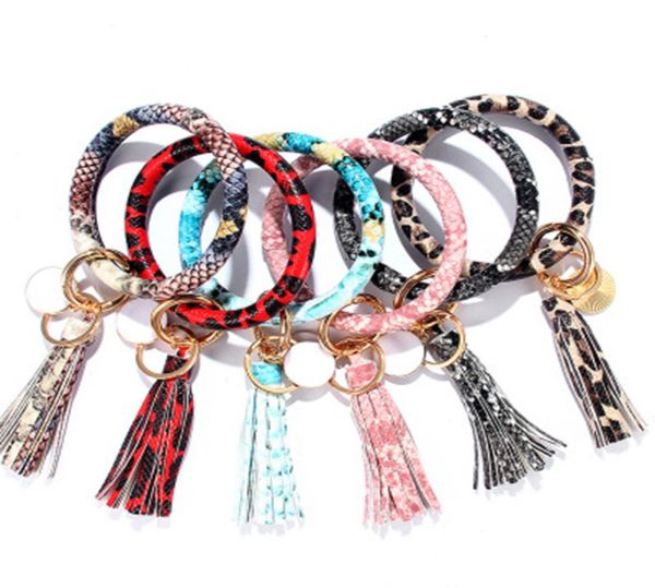 

tassel bracelets keychain pu leather bangle key holder o key chain ring girls wristlet bracelet wristband keyring party favor gift6688132, Black