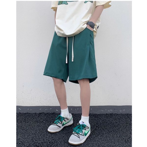 

men's shorts hybskr summer solid color casual shorts loose men's drawstring light thin sports short pant korean trend y2k male str, White;black