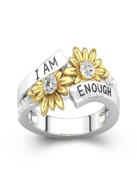 

2022 ins fashion finger rings with side stones women girls i am enough silver gold two tone ring jewelry4397885