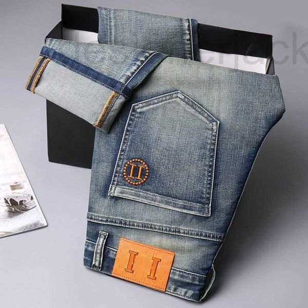 

men's jeans designer summer mens jeans designer pants high-end trendy 9-point men slim-fit all-match trousers small feet elastic 9-poin, Blue