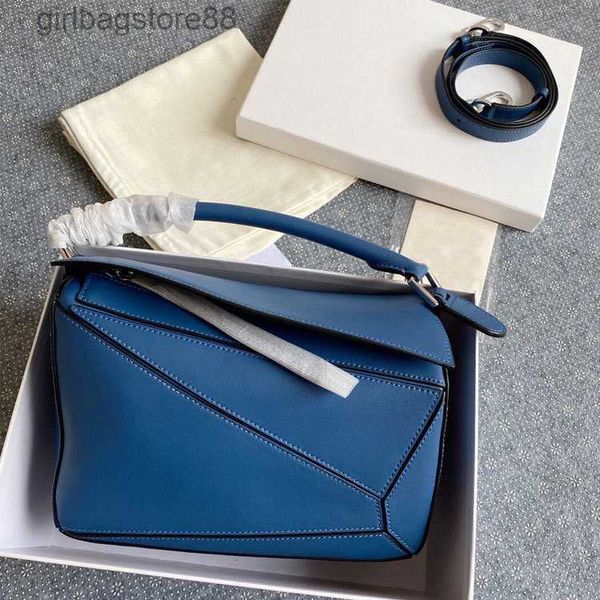

pillow 2023 loewsbag genuine geometry cowhide girl real bags leather cool winter bag splicing puzzles designer single shoulder span handbags