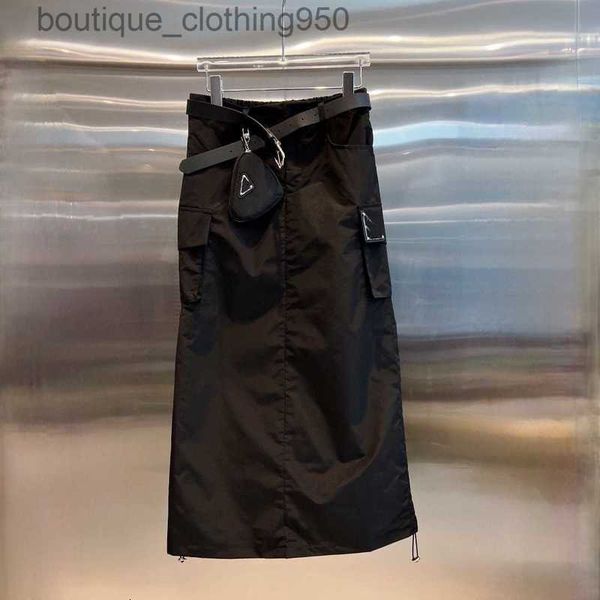 

womens casual dresses designer new design triangle belt solid split hip wrap work dress half dress personalized trend, Black;gray