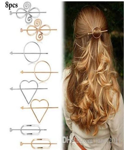 

16 pcs hair slide barrettes geometric minimalist hair clip pin accessories for women1530812, Golden;silver