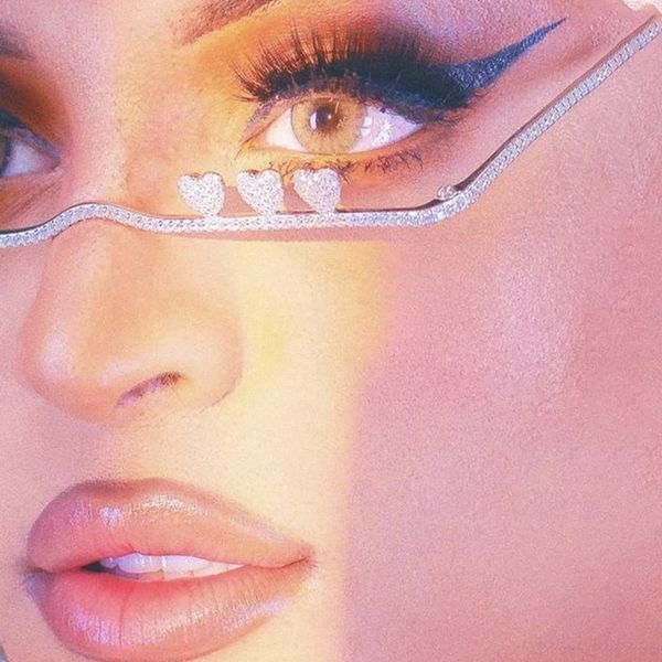 

eye frame selling rhinestone jewelry personality trend love eye frame europe and the united states with the face accessories frame designer, Silver