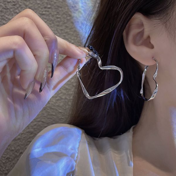 

europe and america exaggerate large circle earrings, women's simple and versatile temperament, plain ring earrings, internet red, the s, Golden;silver
