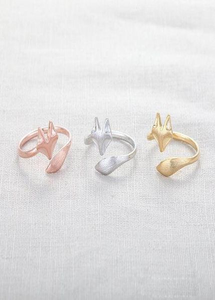 

10pcslot cute fox ring gold silver rose gold fox ringsunique ringsadjustable ringsanimal ringsstretch ringscute ringscool r7578239, Golden;silver
