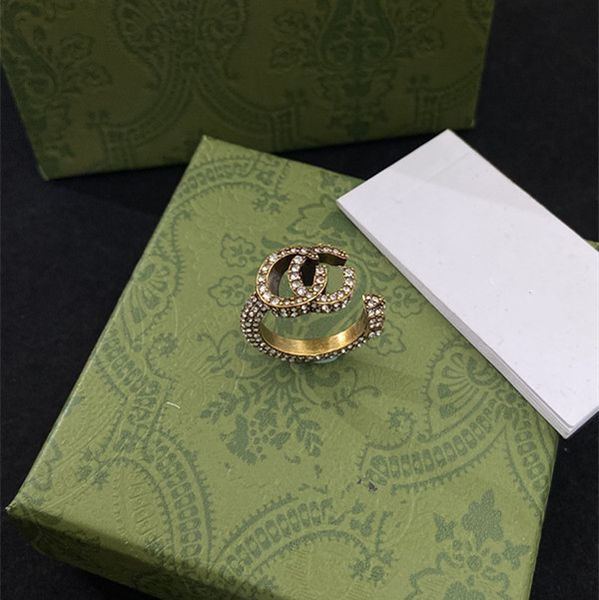 

classic designer ring love rings for women diamond double letter luxury ring plated vintage gold fashion homme bague, Silver