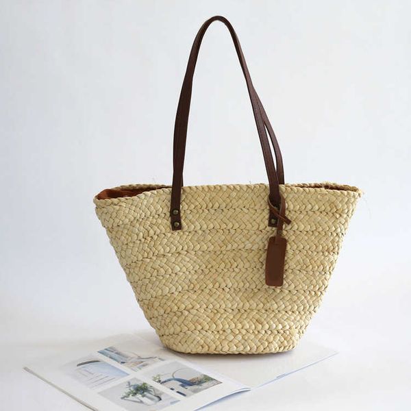 

new style fashion straw woven shoulder bag women's bag handwoven tote bag beach bag