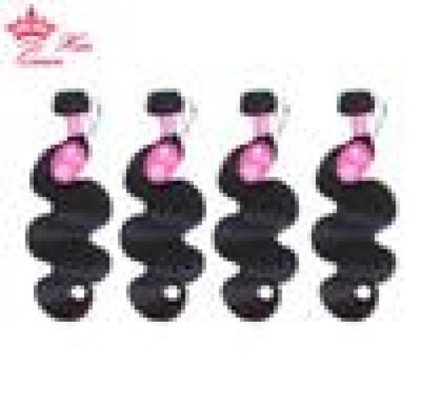 

queen hair products unprocessed 4 pcs lot body wave brazilian virgin hair extensions 12 - 28 inch 100g/bundle natural color 657153, Black