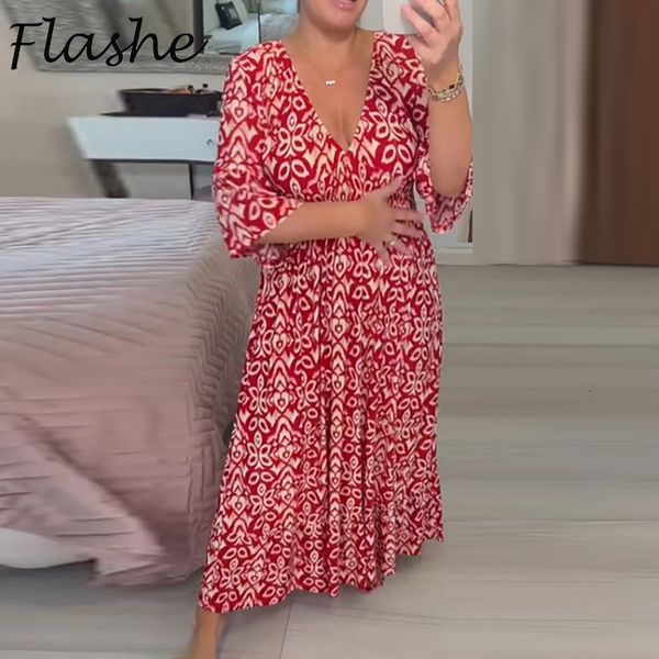 

urban dresses summer maxi dresses for women vintage print v neck long dress women casual loose beach party dresses red 230706, White;black