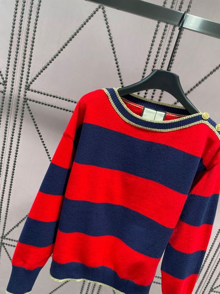 

women stripe gold button sweater pullovers red casual autumn winter chic sweater female loose knit soft jumper, White;black