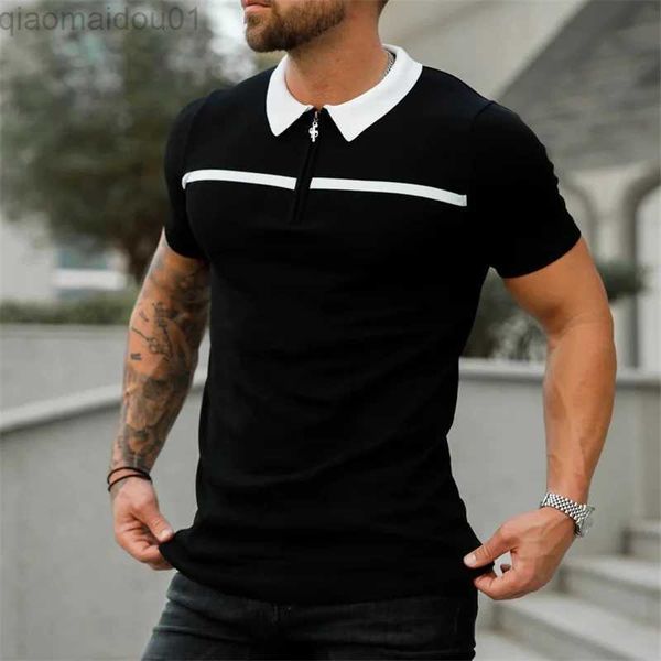 

men's t-shirts 2023 new men sport tee polos splicing t-shirt fitness short sleeve blouse casual slim fit summer breathable gym men t-sh, White;black