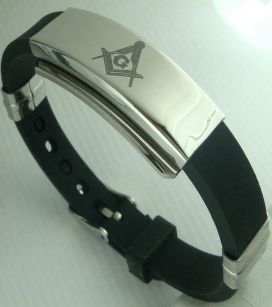 

mens masonry masonic mason cool black rubber bangle bracelet g96b8037368