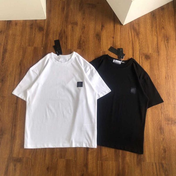

designer stone t shirt islands summer menswear breathable loose letter print lovers street fashion varsity cotton t-shirt small label tidal, White;black