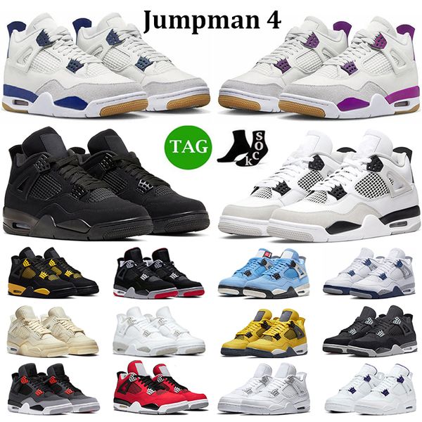 

basketball shoes men women 4s black cat military black red thunder red metallic bred university blue mens trainers sports sneakers