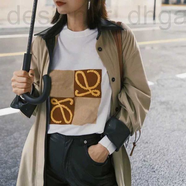 

women's t-shirt designer spring and summer 2023 new high version block color contrast foam printing men women's round neck casual, White