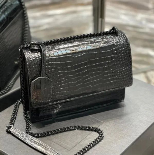 

leather shoulder handbag woman bag women purse original box cross body messenger chain lady bags handbags designer alligator