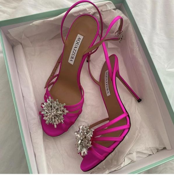 

italy design stardust sandals shoes women lady aquazzura party wedding dress sandalias party wedding jeweled flower-embellishment high heels, Black