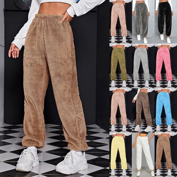 

2023 european and american women's pants clothing casual solid color female capris sportswear fur leggings long fashion trousers, Black;white