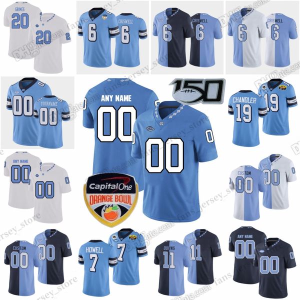 

s-6xl north carolina tar heels college football jerseys young adorno anderson baker barnes brown burkes carroll gaynor green hicks kanyuk ku, Black