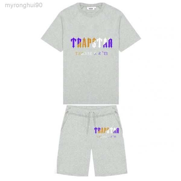 

summer mens trapstar tracksuit shorts outfit chenille tracksuit sportswear hip hop black cotton london streetwear asian size s-3xl 46r5, Gray
