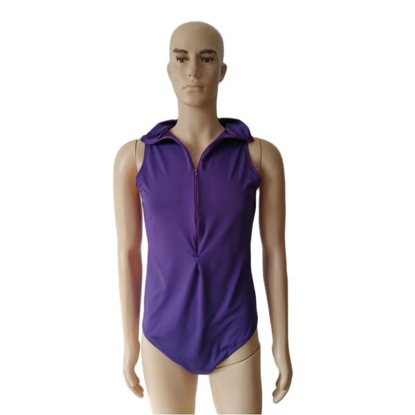 

purple color one piece swimsuit catsuit costumes halloween party club spandex zentai jumpsuit front zipper, Black